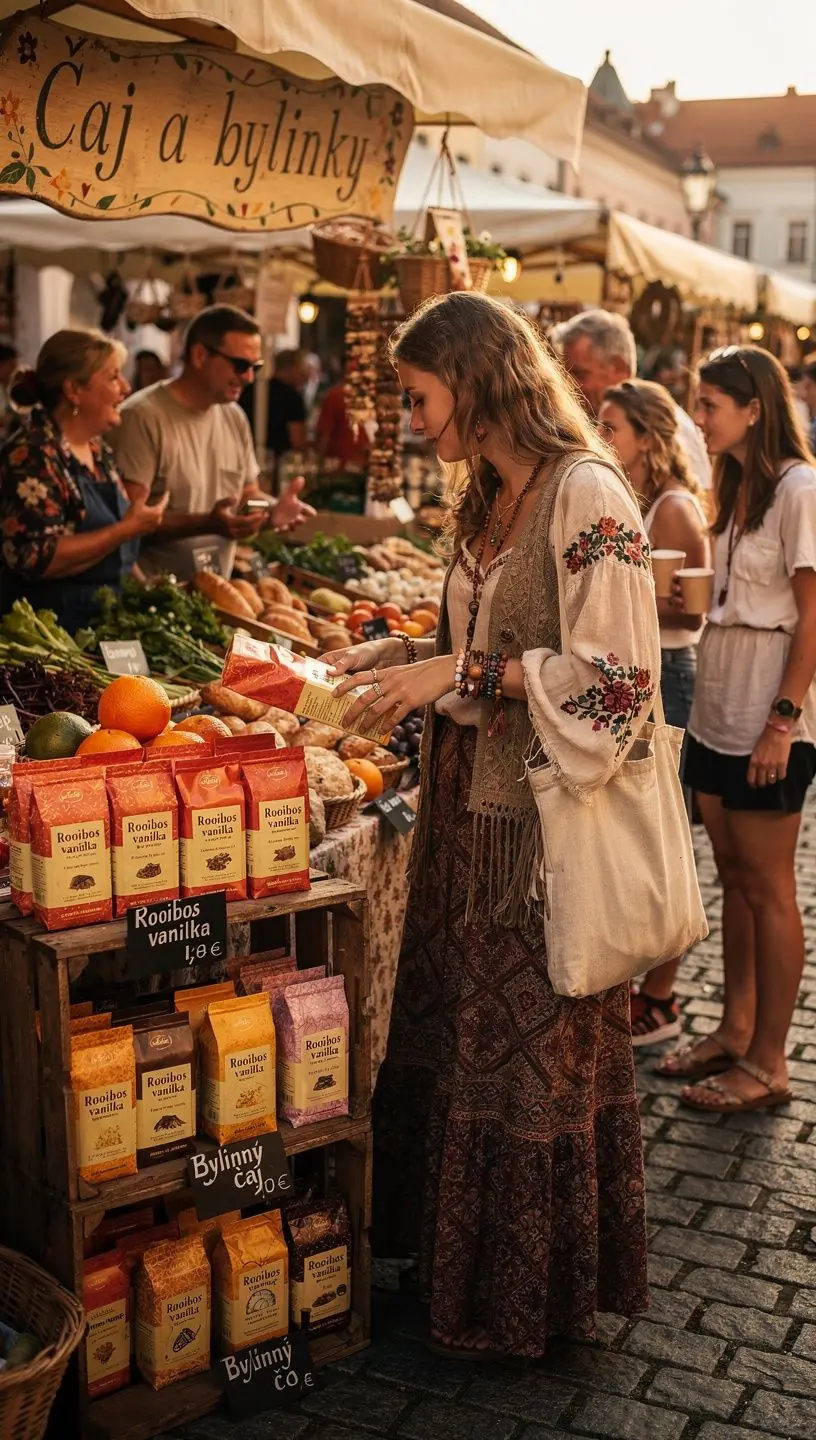 Sušené lístky rooibosu a vanilkové struky v miske