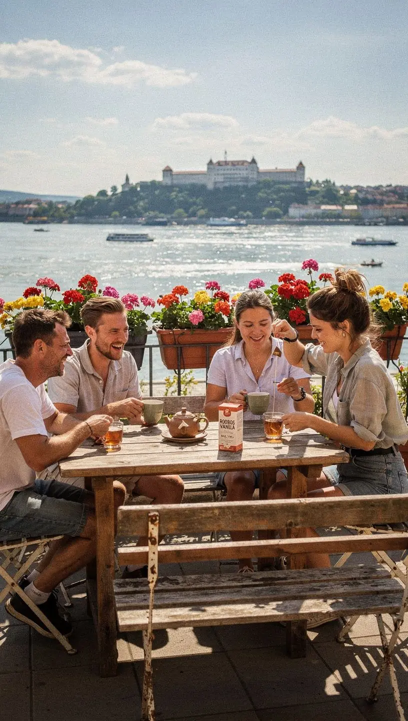 Záber na čajovú šálku s krémovým povrchom a vanilkovou arómou