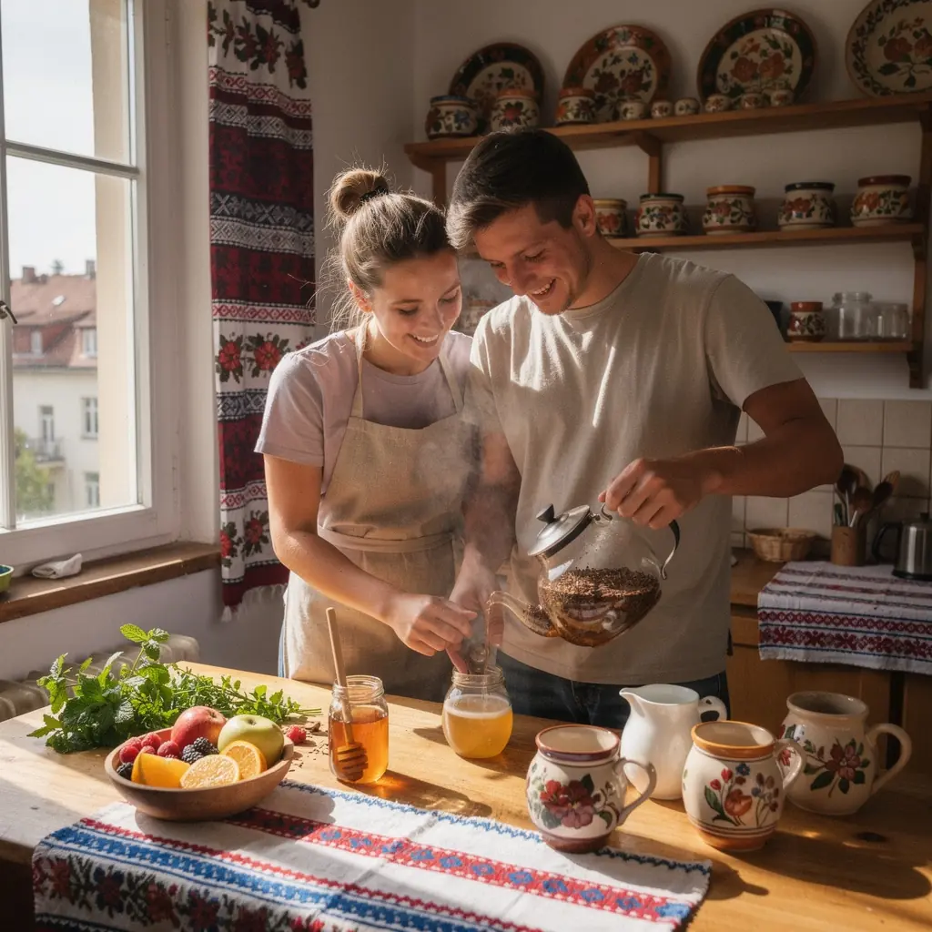 Rooibos čaj s vanilkovým nádychom podávaný s medom a citrónom